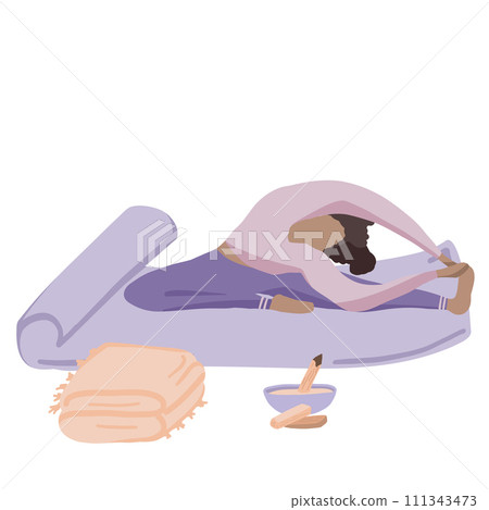 Yaga set relaxation aroma therapy pose relaxation flat design 111343473