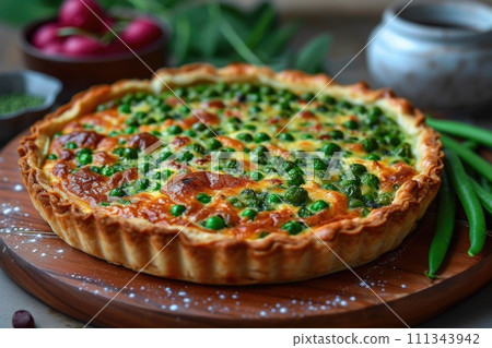 Fresh Homemade Pea Quiche 111343942