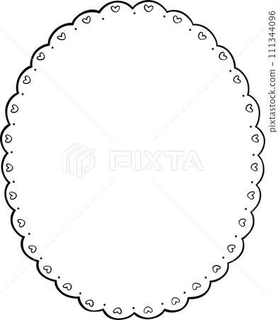 Coquette frame with bow outline doodle hand drawn 111344096