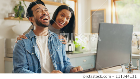 Kitchen, hug and couple with a tablet, love and internet connection with social media, home and speaking. Network, man and woman with a pc, talking and website information with romance and happiness Kitchen, hug and couple with a tablet, love and internet connection with social media, home and speaking. Network, man and woman with a pc, talking and website information with romance and happiness 111344131