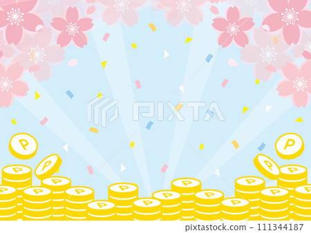 可愛點硬幣背景櫻花春藍尺寸比例3:4 可愛點硬幣背景櫻花春藍尺寸比例3:4 111344187