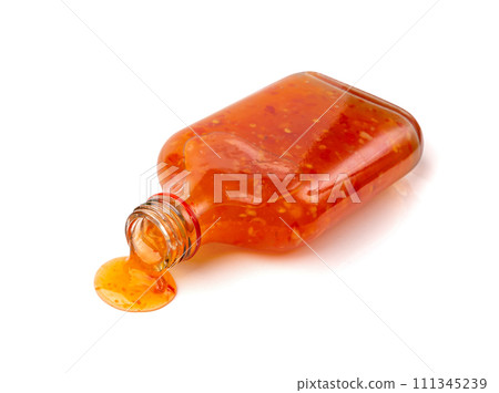 Sweet Chili Sauce, Red Asian Dip, Hot Thai Sauce with Spices and Sugar, Sweet Chinese Chili Sauce 111345239