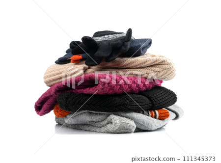 Winter Hat Isolated, Knitted Cap, Beige Winter Hat on White Background 111345373