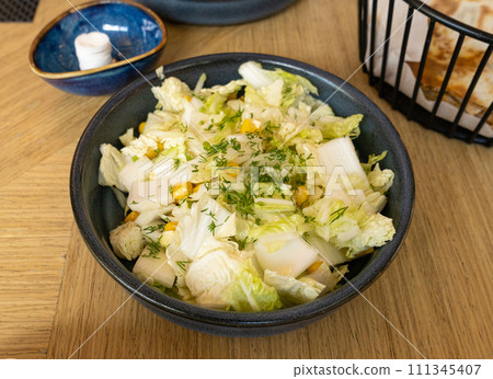 Chinese Cabbage Salad with Corn and Dill 111345407