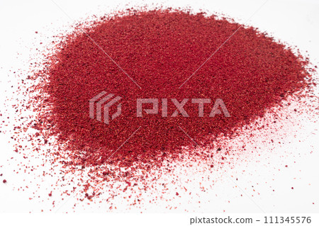 Sumac Powder Isolated, Red Sumach Ground Seasoning, Dry Sumak, Crushed Typhina Seeds Sumac Powder Isolated, Red Sumach Ground Seasoning, Dry Sumak, Crushed Typhina Seeds 111345576