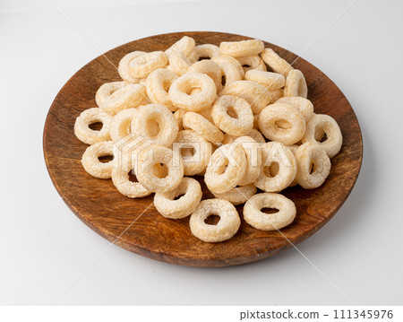 Cereal Rings Isolated, Breakfast Rice Loops, Corn Cereals Snack 111345976