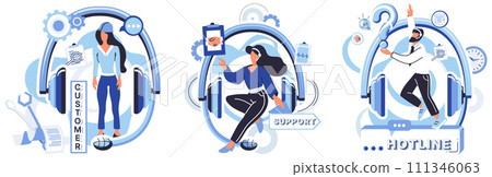 Support center vector illustration. In realm technology, support center acts as guiding light, providing professional aid Communication is key in our support center, ensuring smooth exchange 111346063