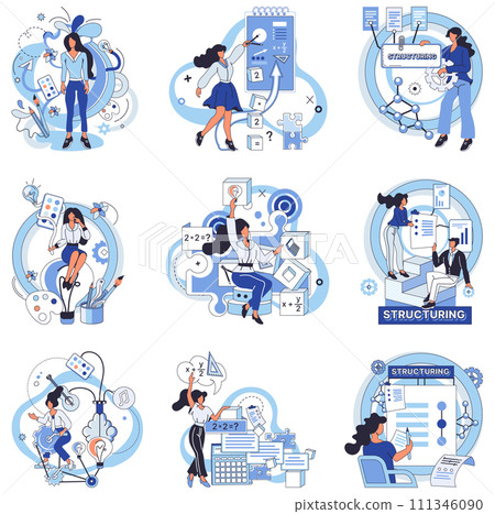 Process optimization vector illustration. Progress in business is achieved through continuous improvement operational methods The effectiveness strategy lies in successful optimization business 111346090