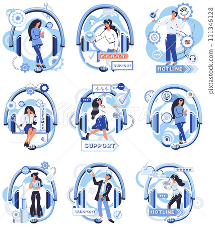 Support center vector illustration. Feedback from clients reflects effectiveness our support centers helpful assistance Our support center embraces technology to communicate and provide expert aid 111346128