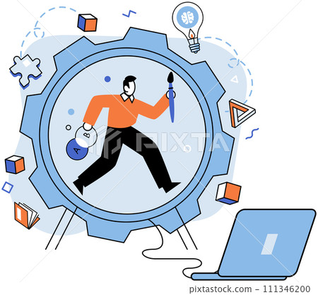 Startup idea. Vector illustration. Presentation skills are crucial for effectively communicating startup ideto potential investors, partners, and customers Entrepreneurs must be able to articulate 111346200