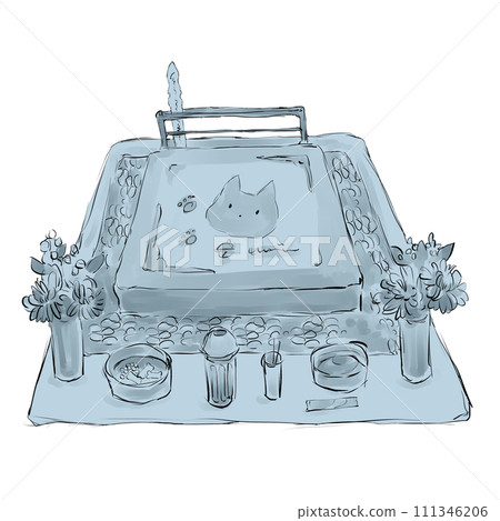 Illustration of a cat grave Illustration of a cat grave 111346206