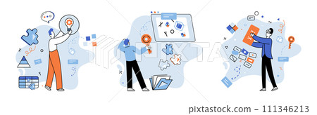 Startup idea. Vector illustration. Through planning, strategy, and effective use technology and finance, they cnurture their startup ideinto successful venture With imagination, progress, and strong 111346213