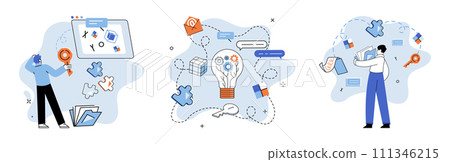 Startup idea. Vector illustration. Just as seed needs nurturing, startup iderequires careful development and cultivation to bring it to life The development startup ideas akin to crafting masterpiece 111346215
