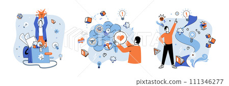 Startup idea. Vector illustration. Entrepreneurs must secure funding and manage financial resources effectively to support their startups growth Understanding financial concepts, such as budgeting 111346277