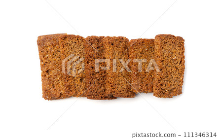 Rye Croutons, Brown Bread Rusks, Crispy Bread Cubes, Dry Rye Crouoton Crumbs, Brown Roasted Rusks Rye Croutons, Brown Bread Rusks, Crispy Bread Cubes, Dry Rye Crouoton Crumbs, Brown Roasted Rusks 111346314
