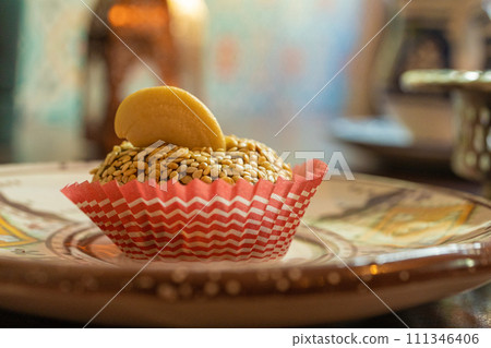 Cashew Sweet Balls, Traditional Moroccan Almond Dessert, Arabian Date Ball 111346406
