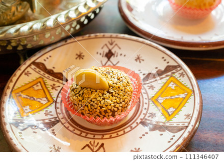 Cashew Sweet Balls, Traditional Moroccan Almond Dessert, Arabian Date Ball Cashew Sweet Balls, Traditional Moroccan Almond Dessert, Arabian Date Ball 111346407