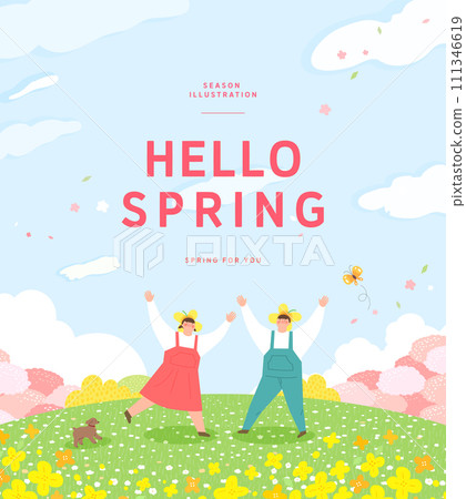 Spring template with beautiful flower. Vector illustration 111346619