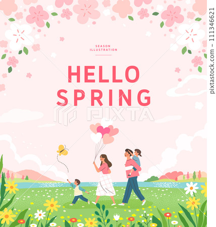 Spring template with beautiful flower. Vector illustration 111346621