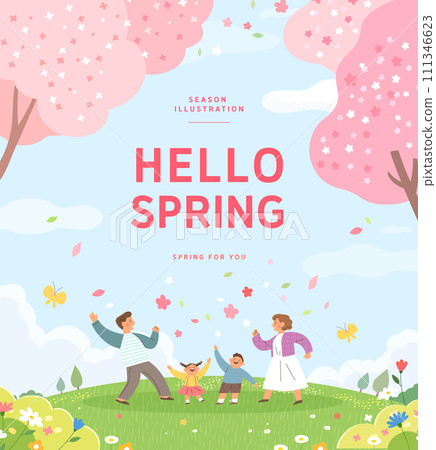 Spring template with beautiful flower. Vector illustration 111346623