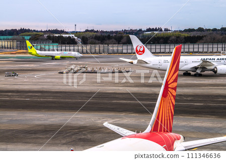 Japan's Chiba cityscape from Narita Airport 2 to Air India's B787-8, JALB787, Jin Air...etc. 111346636