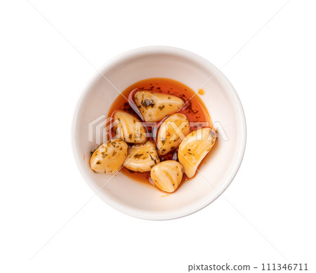 Pickled Garlic, Fermented Garlic Cloves with Red Chili Pepper, Hot Pickle Vegetable, Spices Garlic Cloves Pickled Garlic, Fermented Garlic Cloves with Red Chili Pepper, Hot Pickle Vegetable, Spices Garlic Cloves 111346711