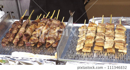 Grilled skewer meat 111346832