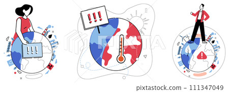 Climate vector illustration. A sustainable future requires meticulous attention to environmental protection and climate conservation Carbon emissions stain purity atmosphere, underscoring importance 111347049