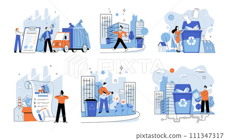 Waste disposal. Vector illustration. It is metaphorical bin where we handle remnants our consumption, making choices have significant impact on environment and world we live 111347317