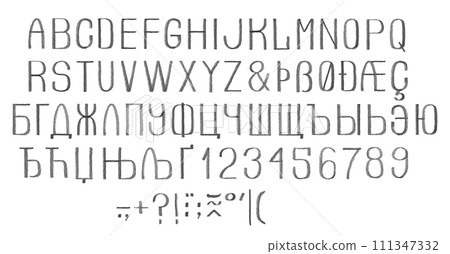 Flat pencil hand-written font isolated on a white background 111347332