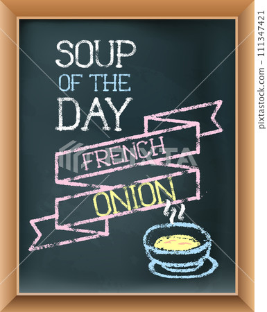Framed chalkboard with day special menu, written with chalk font. Framed chalkboard with day special menu, written with chalk font. 111347421