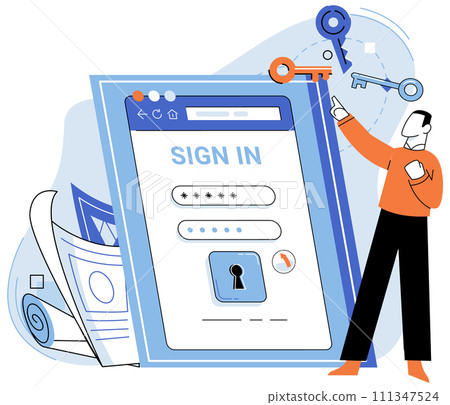 Login password vector illustration. The interface design should be intuitive and user friendly to facilitate easy registration Users must enter their information accurately to complete registration 111347524
