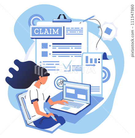 Claim application vector illustration. The claim application metaphorically represents your financial journey Examining each checkbox is essential for complete application The form filling process Claim application vector illustration. The claim application metaphorically represents your financial journey Examining each checkbox is essential for complete application The form filling process 111347860