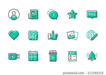 Applications and messengers - set of line design style icons 111348153