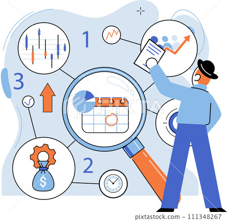 Business development. Vector illustration. Group discussions lead to creative problem-solving and innovative solutions Finance professionals forecast market trends and developments accurately 111348267
