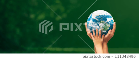 Ecology concept with hands holding earth globe Ecology concept with hands holding earth globe 111348496