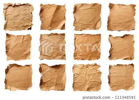 Crumpled ripped paper vector set isolated on white background 111348591