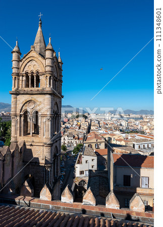 Palermo cathedral in Sicily Italy overlooking the city's picturesque landscape 111348601
