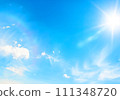 Refreshing blue sky and sun, strong summer sunlight Refreshing blue sky and sun, strong summer sunlight 111348720