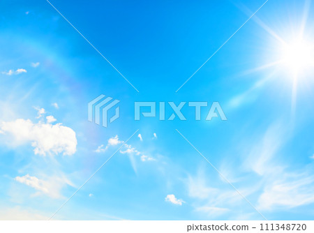 Refreshing blue sky and sun, strong summer sunlight Refreshing blue sky and sun, strong summer sunlight 111348720