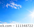 Refreshing blue sky and sun, strong summer sunlight Refreshing blue sky and sun, strong summer sunlight 111348722