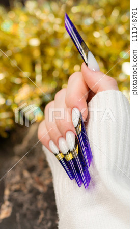 Trendy Purple and Gold Nails Trendy Purple and Gold Nails 111348761