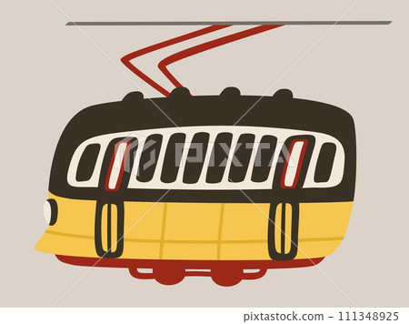 Lisbon yellow tram. Cute simple vector illustration. Lisbon yellow tram. Cute simple vector illustration. 111348925