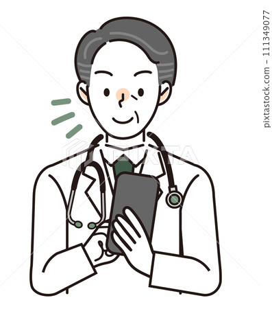 Male doctor checking smartphone 111349077