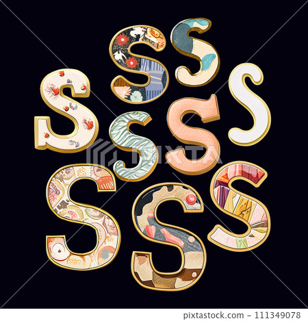 Whimsical collection of a various S letter in a fusion style. 111349078