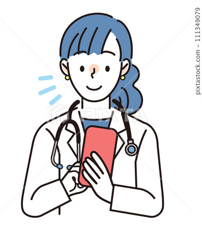 檢查智能手機的女醫生 111349079