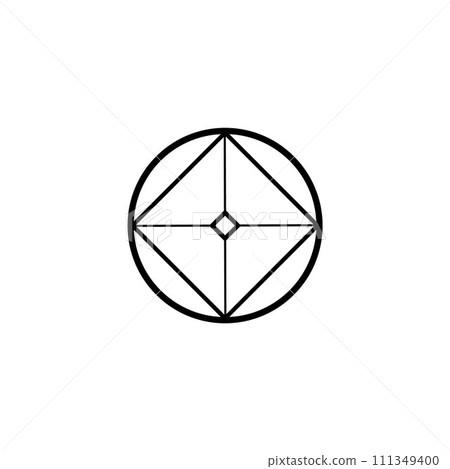 Gothic glass window circle design, black line vector illustration isolated. Gothic glass window circle design, black line vector illustration isolated. 111349400