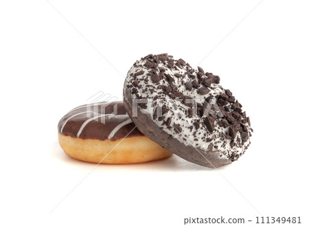 Chocolate Doughnuts Isolated, Brown Donuts 111349481