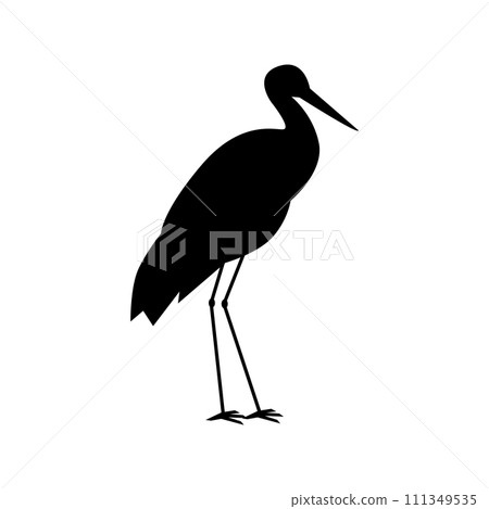 Stork silhouette, vector illustration isolated on white background 111349535