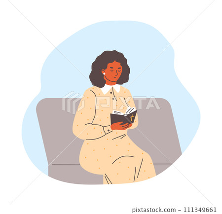 Woman reading the bible, vector illustration isolated on white, cartoon style 111349661